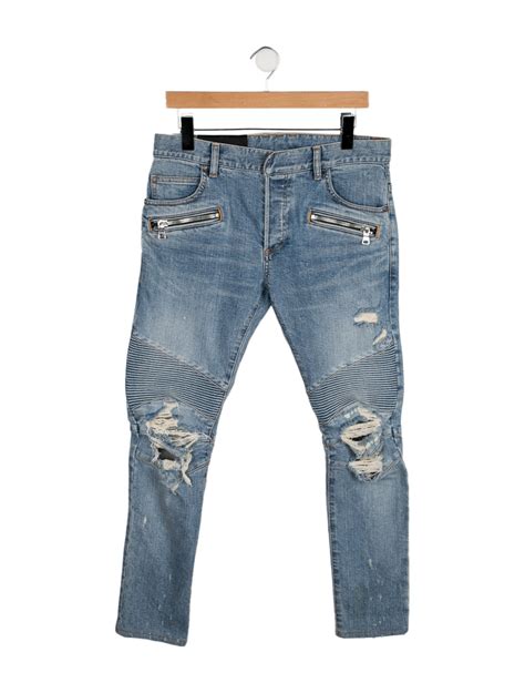 cheap balmain moto jeans